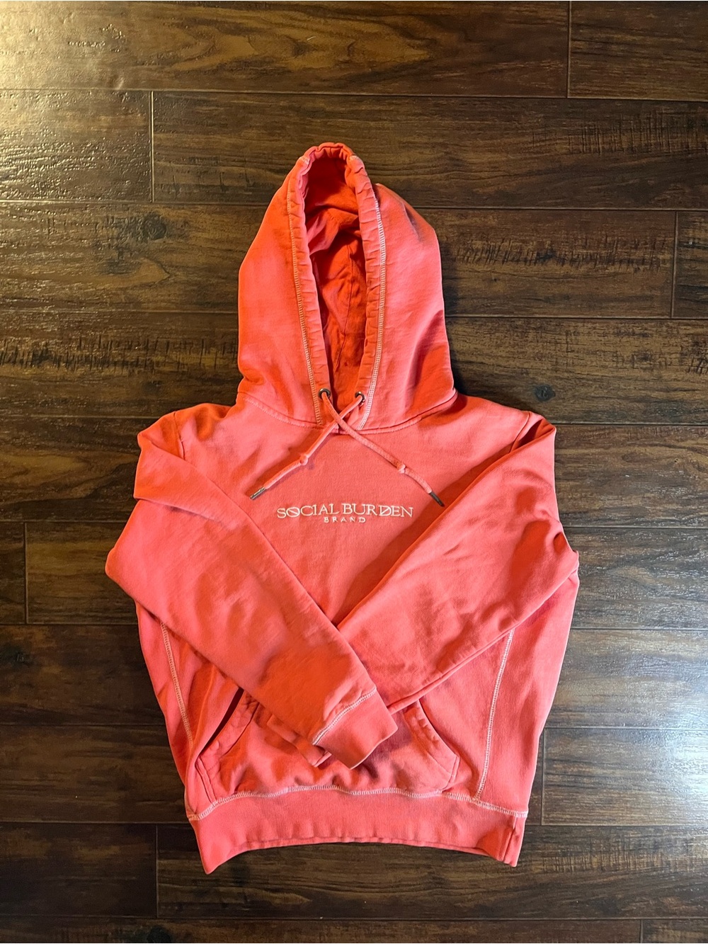 Social Burden Coral Pink Pullover Hoodie for Men